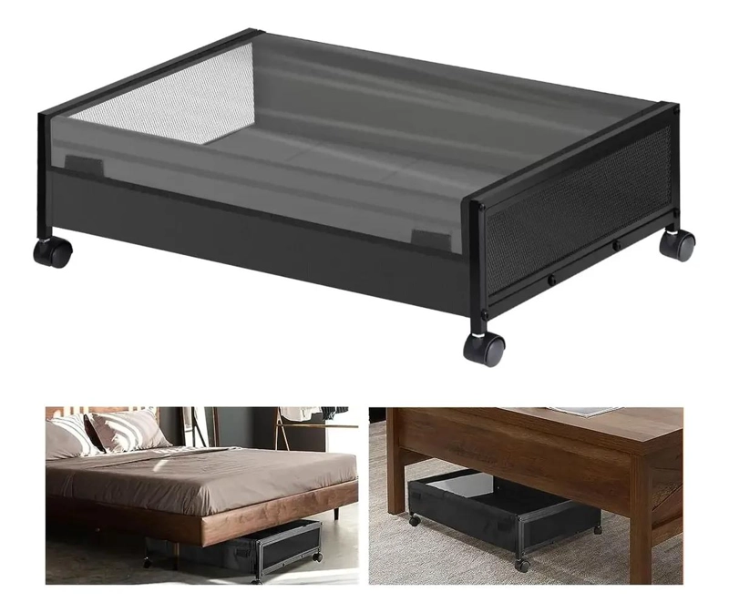 CAJA DE ALMACENAMIENTO BAJO CAMA CON RUEDAS Y CUBIERTA ANTIPOLVO - 1