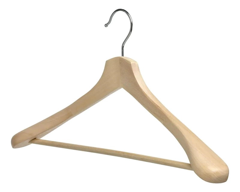 COLGADOR DE ROPA DE MADERA MACIZA NATURAL DE 46 CM - 1