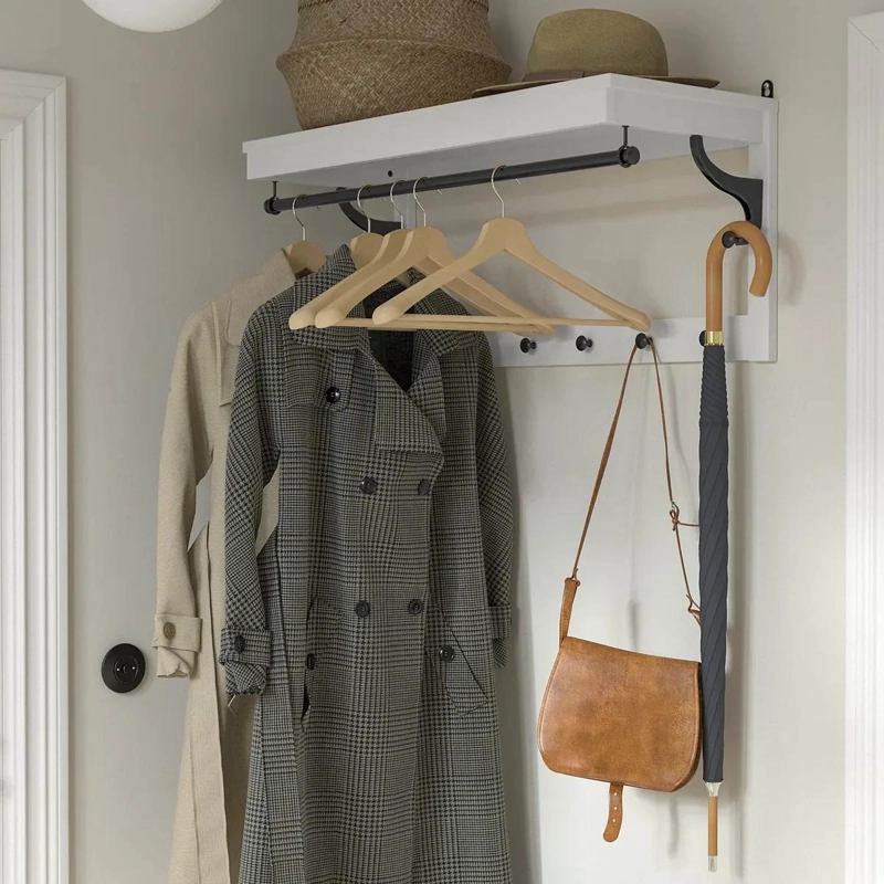 COLGADOR DE ROPA DE MADERA MACIZA NATURAL DE 46 CM - 2
