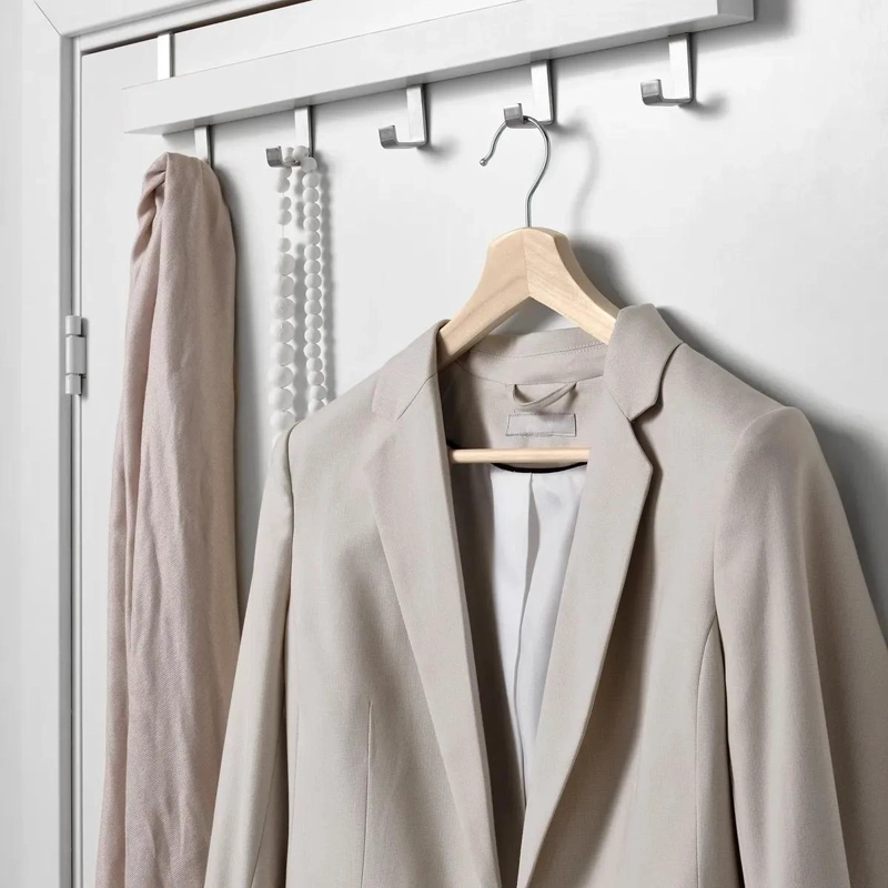 COLGADOR DE ROPA DE MADERA MACIZA NATURAL DE 46 CM - 4