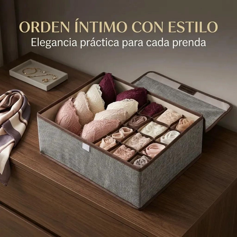 CAJA ORGANIZADORA PARA ROPA INTERIOR FEMENINA CON DIVISIONES - 4