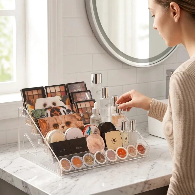 ORGANIZADOR ACRILICO TRANSPARENTE DE MAQUILLAJE CON 7 NIVELES - 6