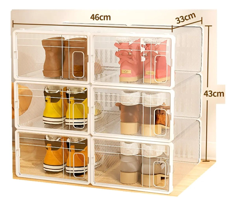 SET DE 6 CAJAS ORGANIZADORAS APILABLES PARA CALZADO - 1