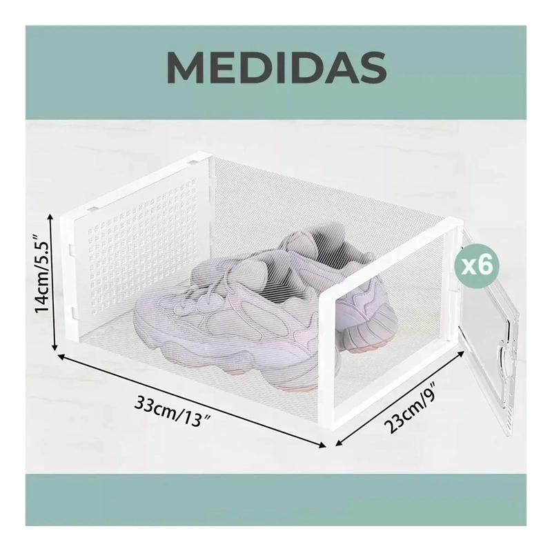 SET DE 6 CAJAS ORGANIZADORAS APILABLES PARA CALZADO - 4