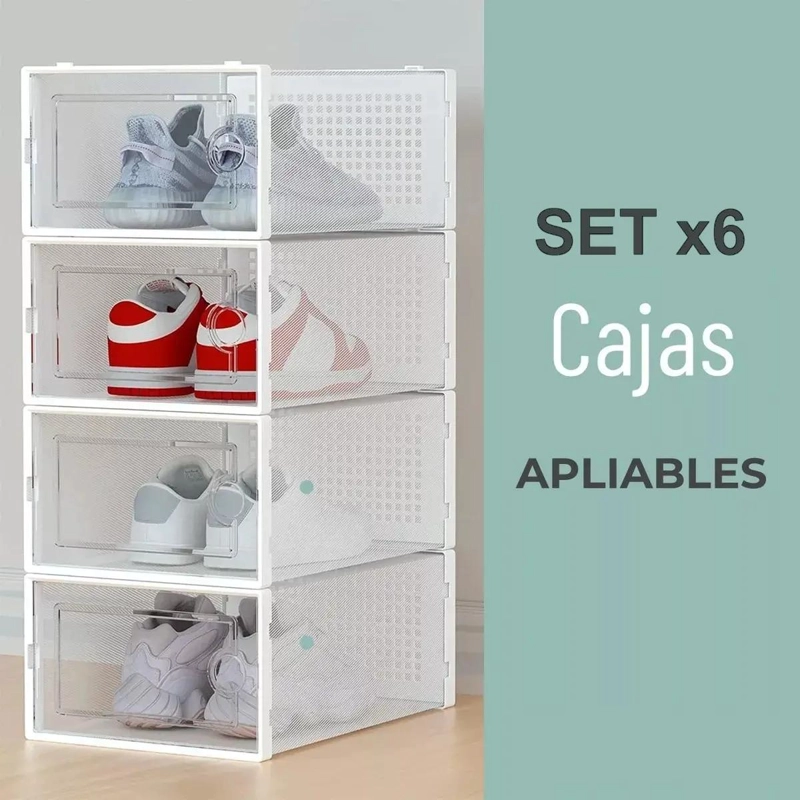 SET DE 6 CAJAS ORGANIZADORAS APILABLES PARA CALZADO - 6