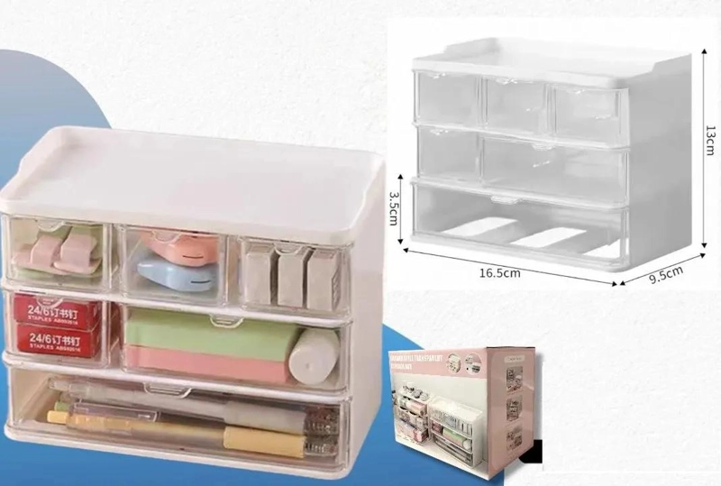 CAJA ORGANIZADORA MULTIUSO PLASTICA CON 3 NIVELES Y COMPARTIMENTOS - 5