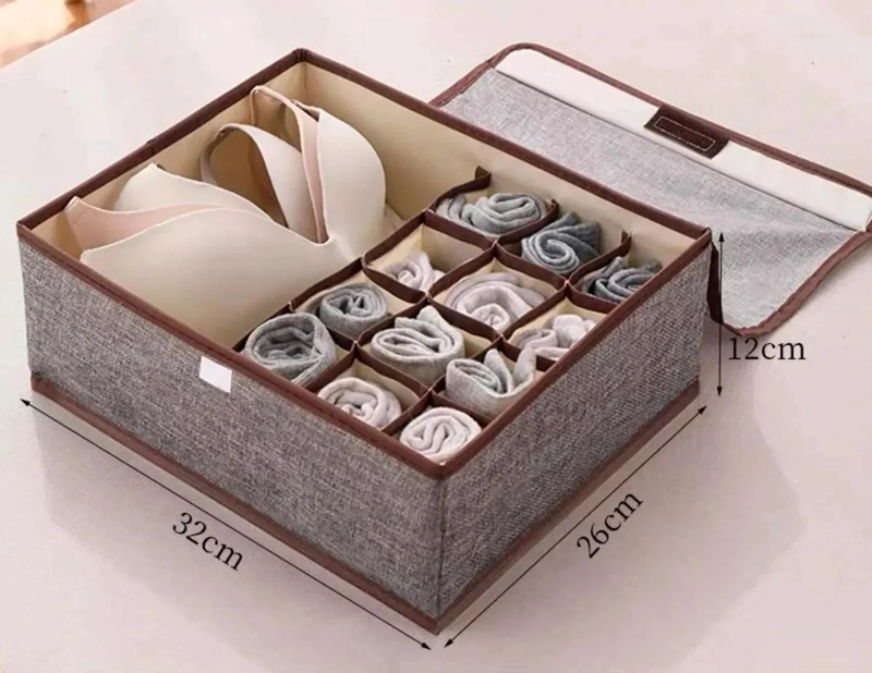 CAJA ORGANIZADORA MULTIUSO PARA ROPA Y ACCESORIOS EN GRIS - 4