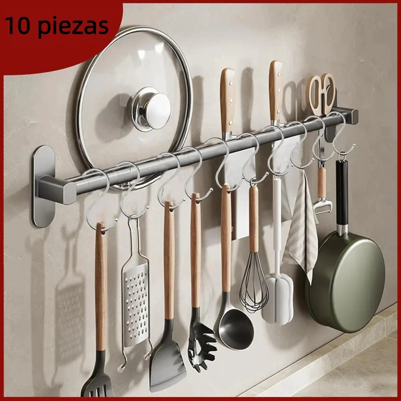 KIT DE 10 GANCHOS DE ACERO INOXIDABLE PARA COCINA Y BAÑO - 8
