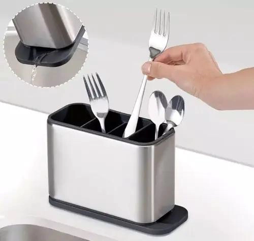 ESCURRIDOR DE CUBIERTOS DE ACERO INOXIDABLE CON COMPARTIMENTOS - 1