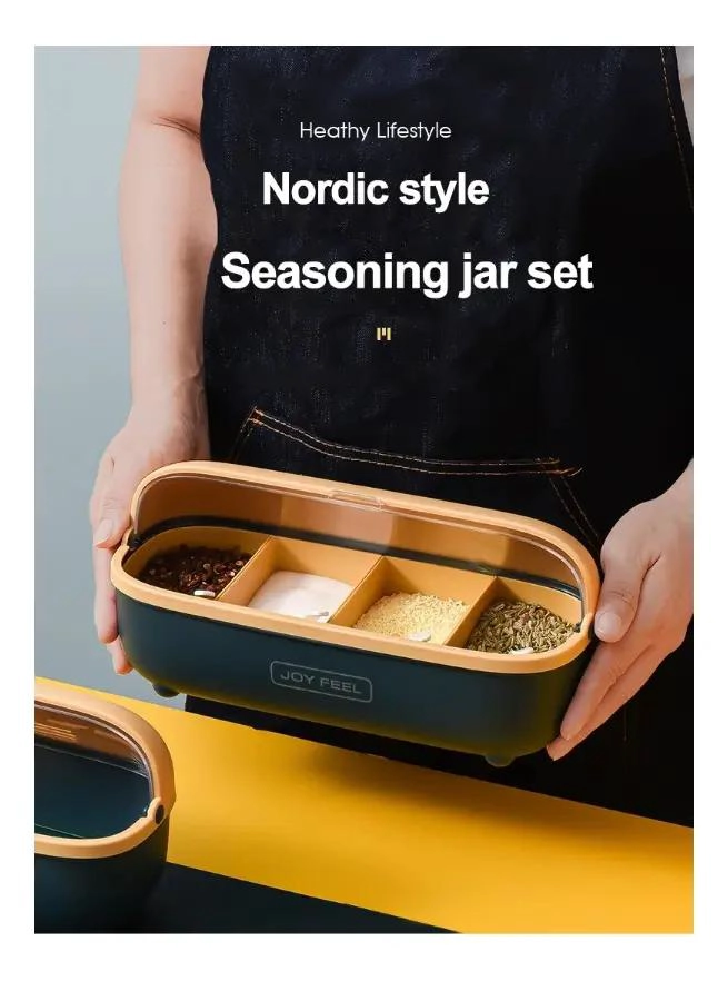 TARRO ORGANIZADOR DE CONDIMENTOS ESTILO NORDICO CON 4 COMPARTIMENTOS - 4