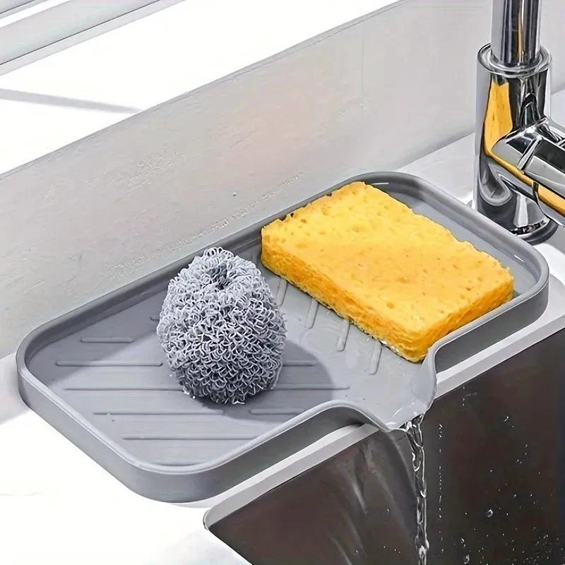 SOPORTE DE SILICONA PARA ESPONJAS Y JABON EN FREGADERO - 1