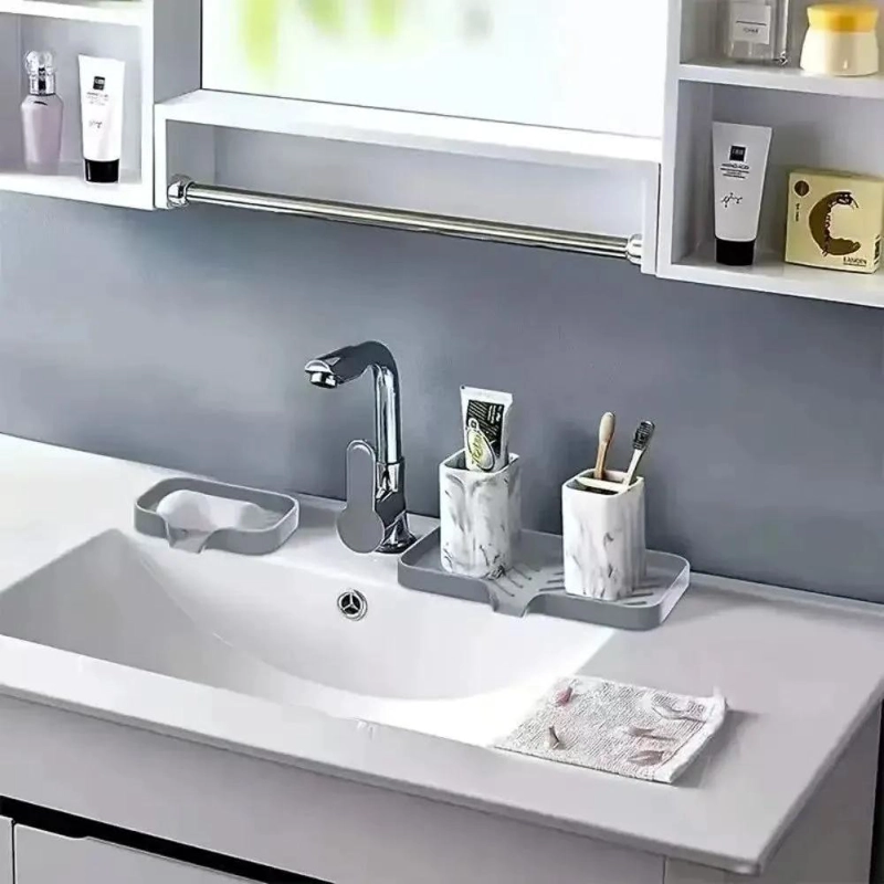 SOPORTE DE SILICONA PARA ESPONJAS Y JABON EN FREGADERO - 4