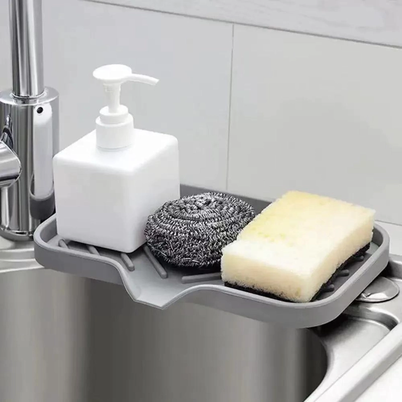 SOPORTE DE SILICONA PARA ESPONJAS Y JABON EN FREGADERO - 5