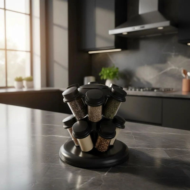 ESPECIERO GIRATORIO CON 12 FRASCOS PARA COCINA ORGANIZADOR - 2