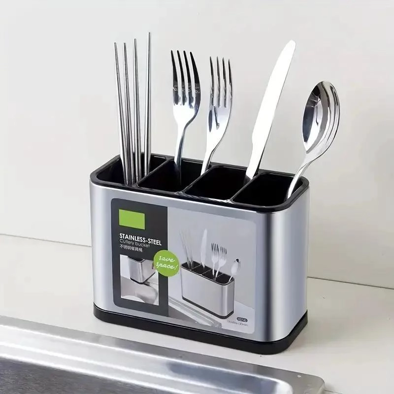 ESCURRIDOR ORGANIZADOR DE CUBIERTOS DE ACERO INOXIDABLE Y PP - 10