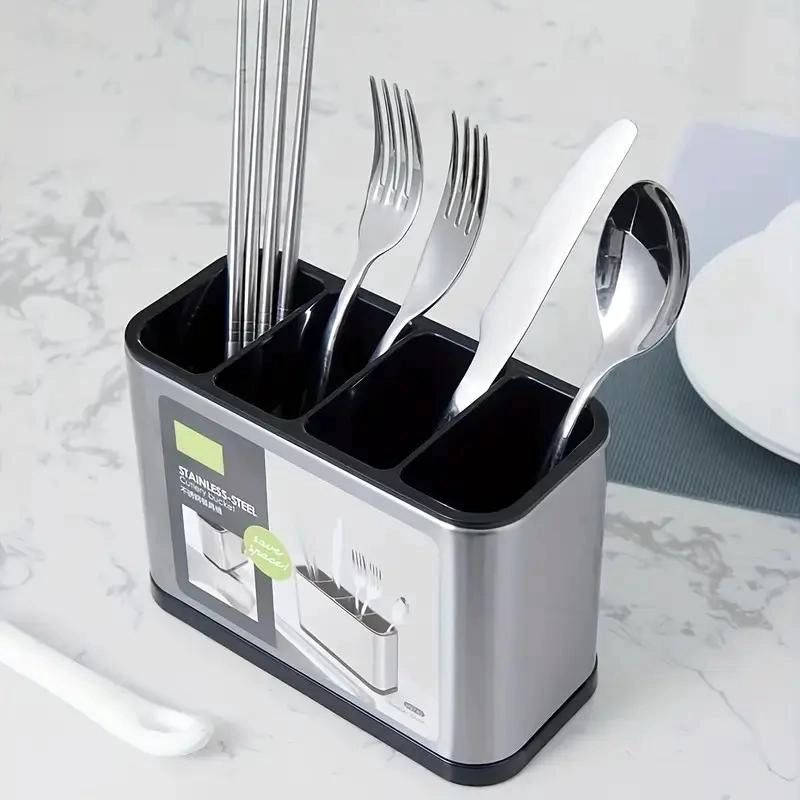 ESCURRIDOR ORGANIZADOR DE CUBIERTOS DE ACERO INOXIDABLE Y PP - 4
