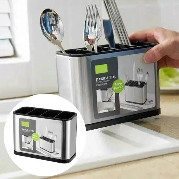 ESCURRIDOR ORGANIZADOR DE CUBIERTOS DE ACERO INOXIDABLE Y PP - 5