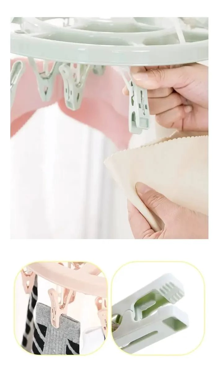 COLGADOR CIRCULAR DE ROPA CON 18 PINZAS PARA PRENDAS PEQUEÑAS - 2