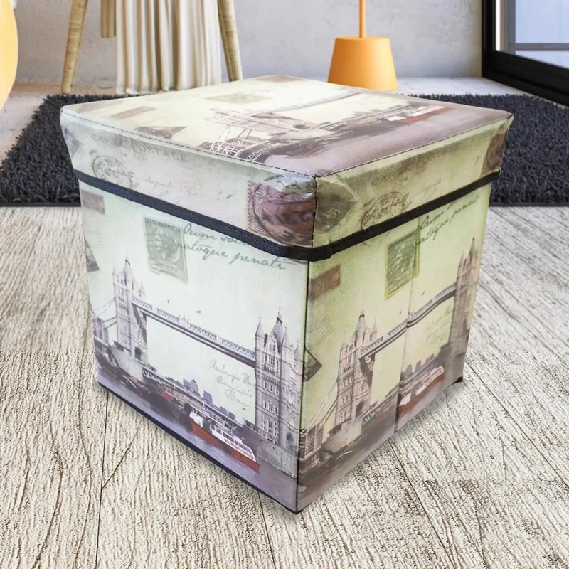 PUFF BAUL CUBO ORGANIZADOR PLEGABLE ECOCUERO 30X30CM - 2