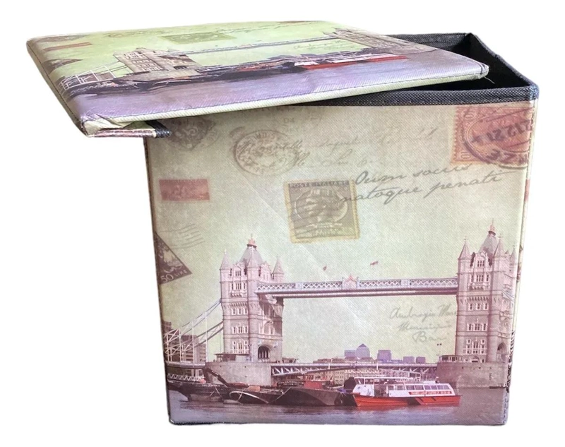 PUFF BAUL CUBO ORGANIZADOR PLEGABLE ECOCUERO 30X30CM - 3