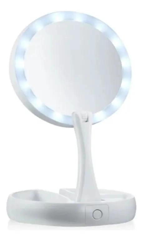 ESPEJO PLEGABLE CON LUZ LED Y AUMENTO 10X PARA MAQUILLAJE - 1