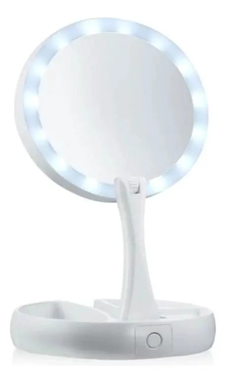 ESPEJO PLEGABLE CON LUZ LED Y AUMENTO 10X PARA MAQUILLAJE - 2