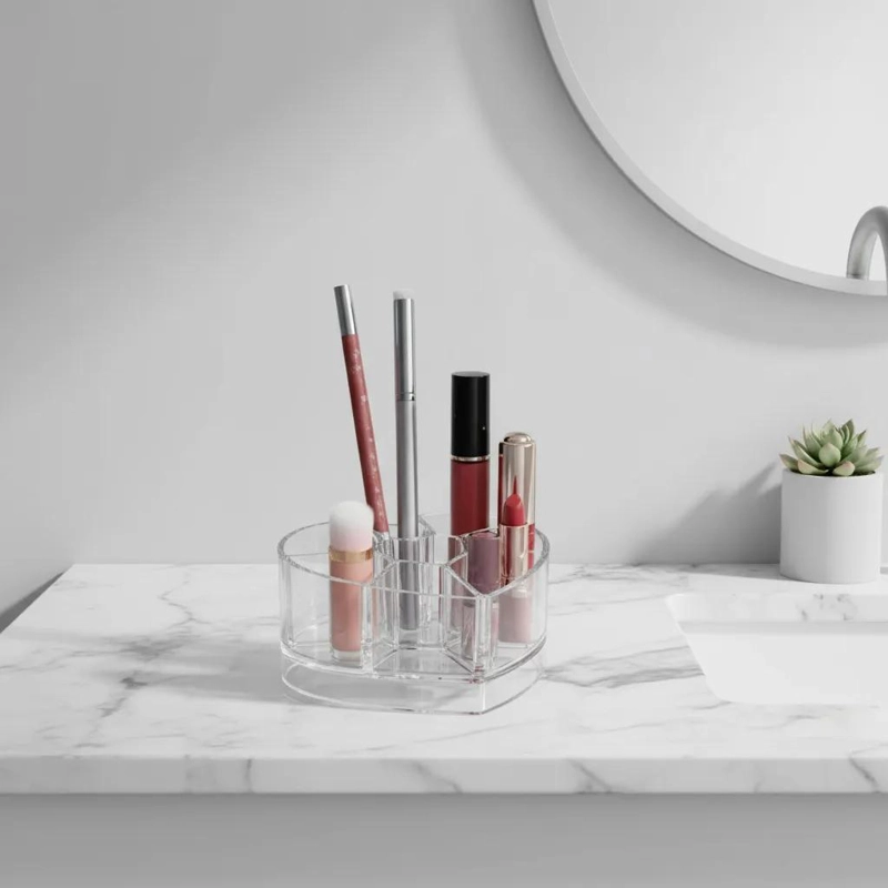 ORGANIZADOR DE MAQUILLAJE ACRILICO EN FORMA DE CORAZON - 2