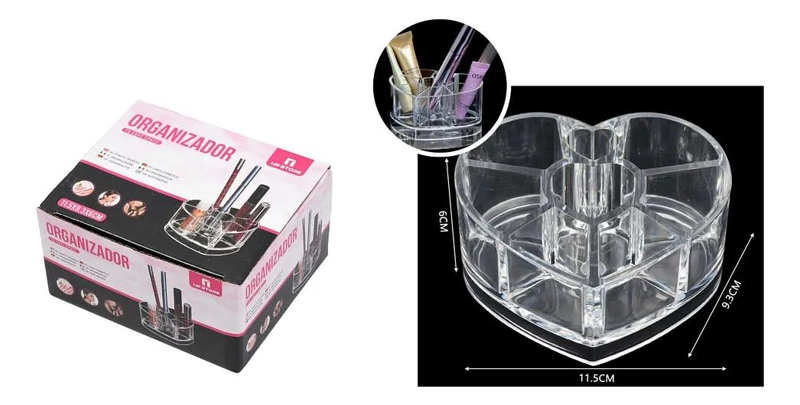ORGANIZADOR DE MAQUILLAJE ACRILICO EN FORMA DE CORAZON - 3