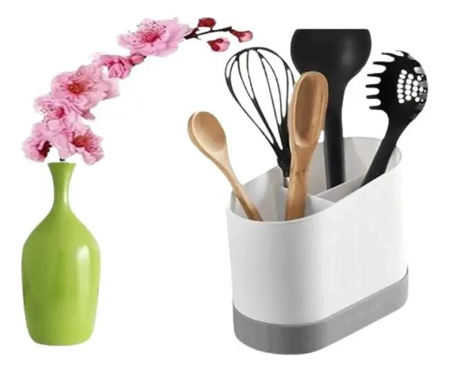 ORGANIZADOR DE UTENSILIOS CON CHAROLA ESCURRIDORA PARA COCINA Y BAÑO - 1
