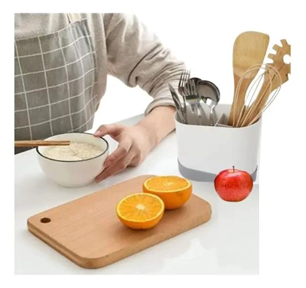 ORGANIZADOR DE UTENSILIOS CON CHAROLA ESCURRIDORA PARA COCINA Y BAÑO - 4