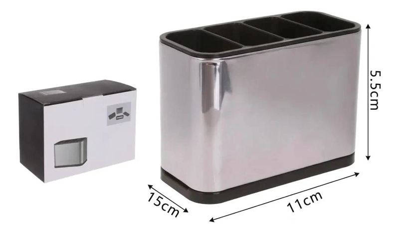 ORGANIZADOR DE CUBIERTOS DE ACERO INOXIDABLE CON 4 COMPARTIMENTOS - 6