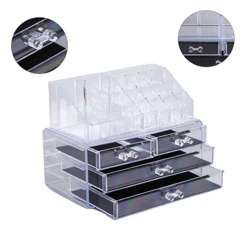 ORGANIZADOR DE COSME TICOS ACRILICO TRANSPARENTE CON CAJONES - 5