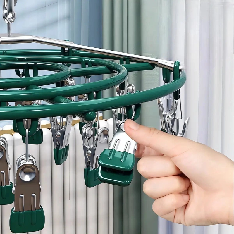 COLGADOR PLEGABLE PARA ROPA INTERIOR CON 20 CLIPS - 4