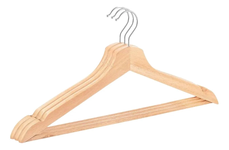 SET DE 6 PERCHAS DE MADERA PARA ROPA DE 32 CM - 1