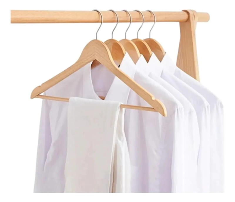 SET DE 6 PERCHAS DE MADERA PARA ROPA DE 32 CM - 2