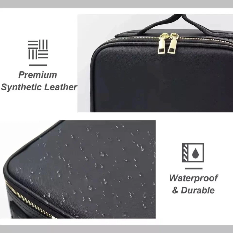 ESTUCHE ORGANIZADOR DE MAQUILLAJE CON ESPEJO LED Y COMPARTIMENTOS - 6