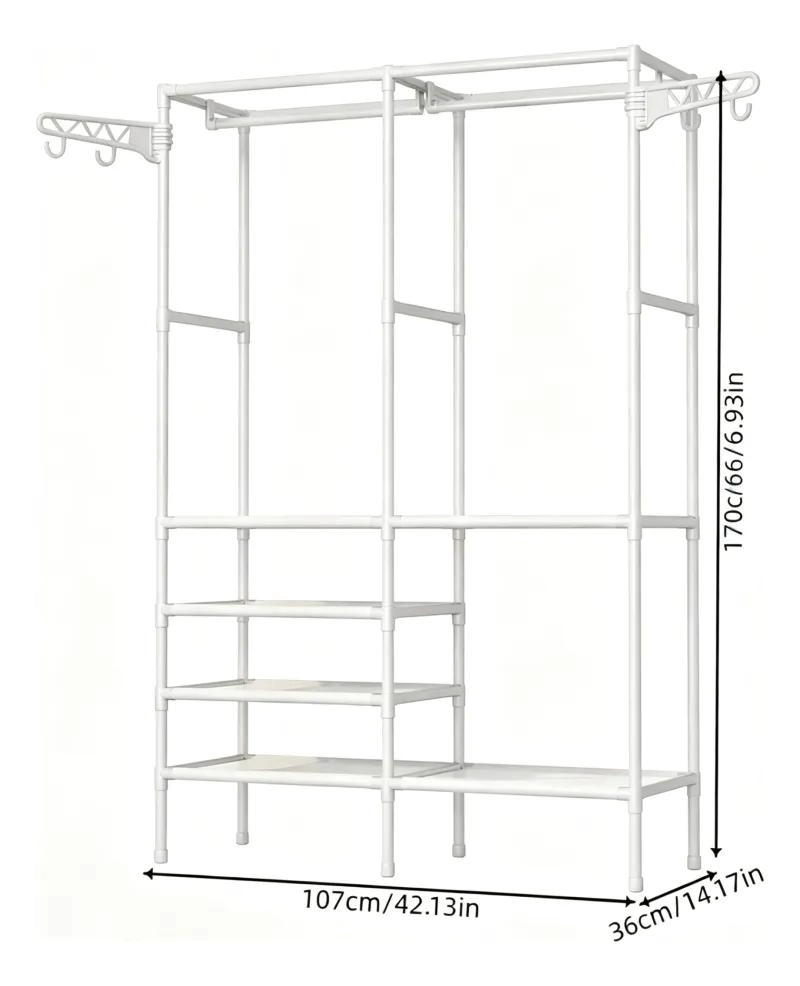 PERCHERO ORGANIZADOR DE ROPA BLANCO 107X36X170 CM PARA HOGAR - 2