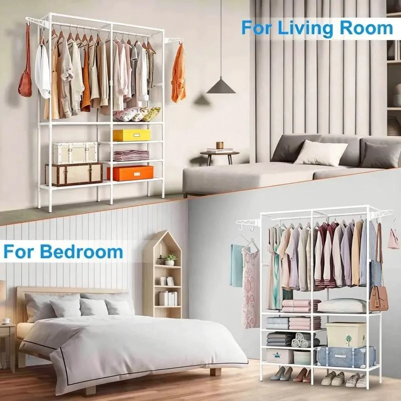 PERCHERO ORGANIZADOR DE ROPA BLANCO 107X36X170 CM PARA HOGAR - 4