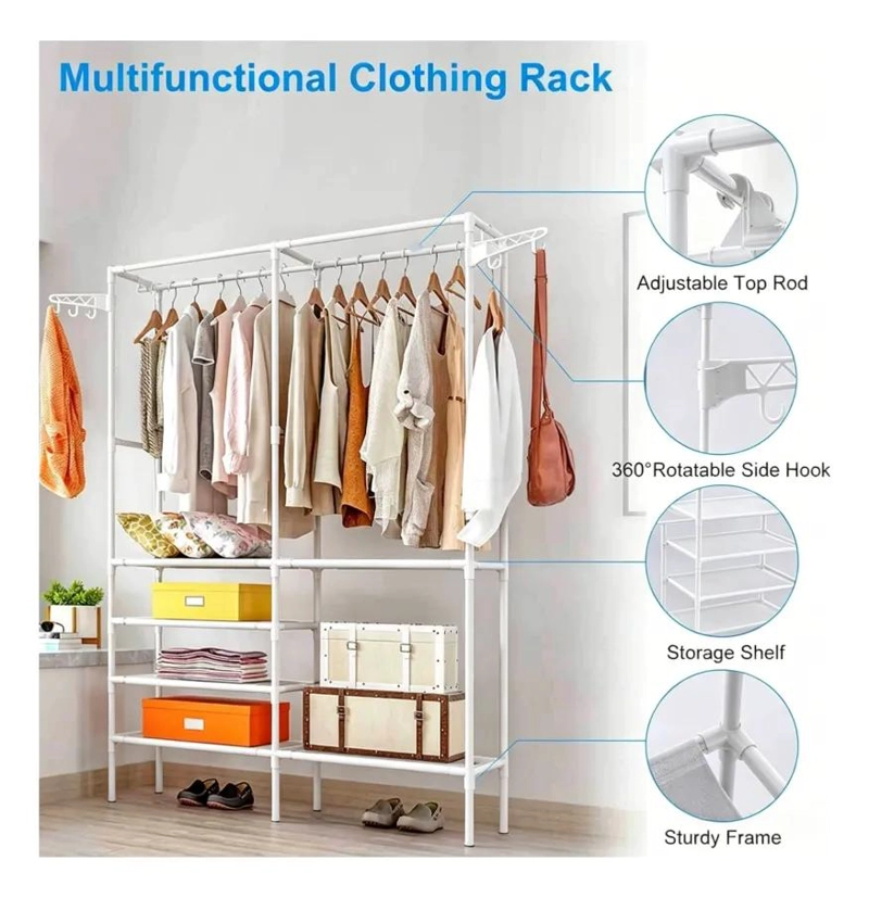 PERCHERO ORGANIZADOR DE ROPA BLANCO 107X36X170 CM PARA HOGAR - 5