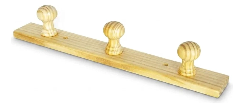 PERCHERO DE PARED DE MADERA NATURAL CON 3 GANCHOS - 1