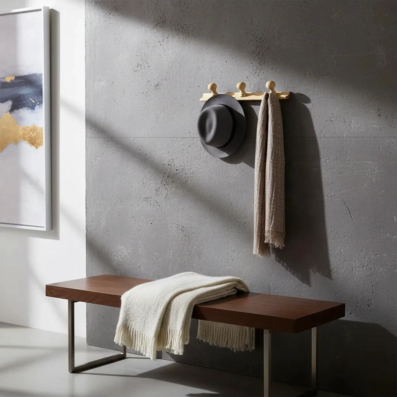 PERCHERO DE PARED DE MADERA NATURAL CON 3 GANCHOS - 2