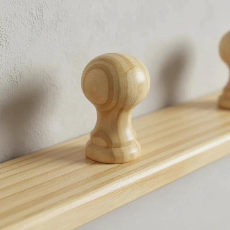 PERCHERO DE PARED DE MADERA NATURAL CON 3 GANCHOS - 4