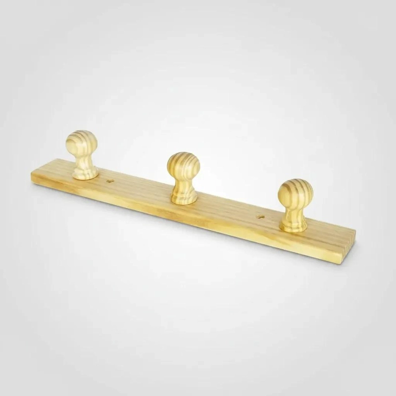 PERCHERO DE PARED DE MADERA NATURAL CON 3 GANCHOS - 5
