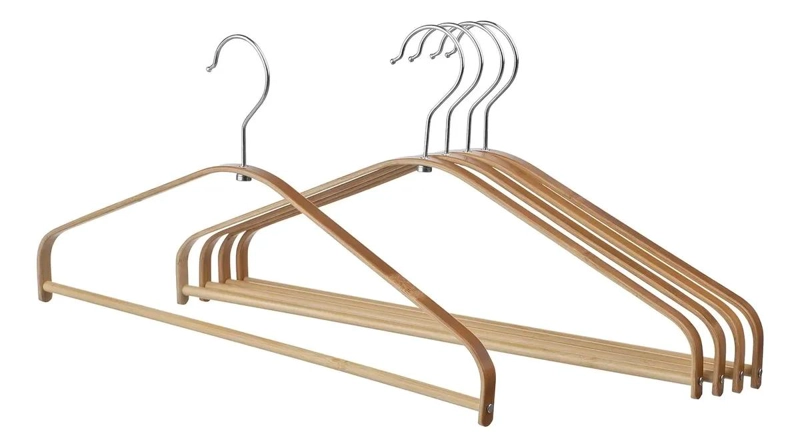 COLGADORES DE ROPA DE BAMBU NATURAL 40 CM PACK DE 5 - 1