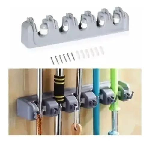 ORGANIZADOR COLGANTE PARA ESCOBAS Y MOPAS CON 5 ESPACIOS - 2