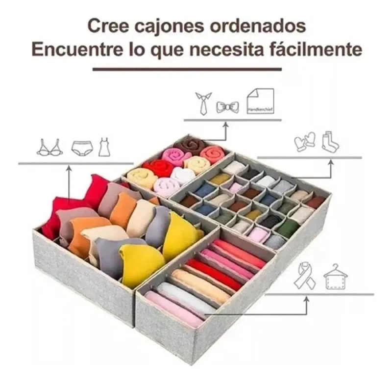 SET DE 4 ORGANIZADORES PLEGABLES PARA ROPA INTERIOR Y ACCESORIOS - 4