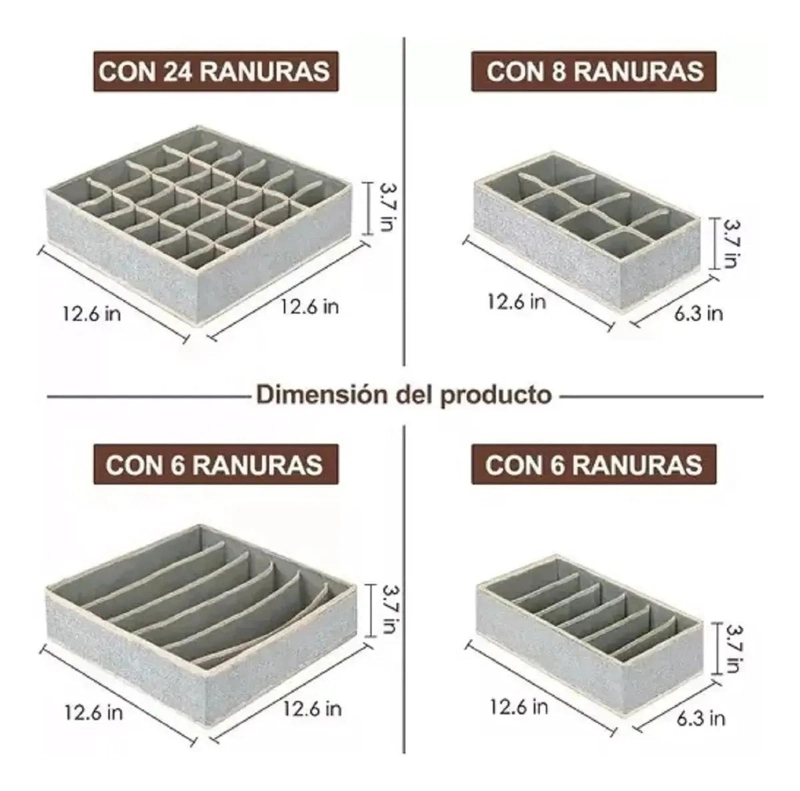 SET DE 4 ORGANIZADORES PLEGABLES PARA ROPA INTERIOR Y ACCESORIOS - 5