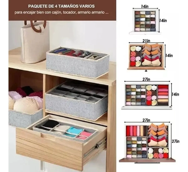 SET DE 4 ORGANIZADORES PLEGABLES PARA ROPA INTERIOR Y ACCESORIOS - 9