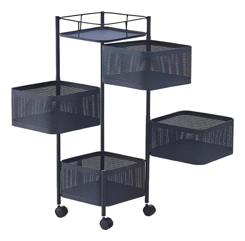 ESTANTE ORGANIZADOR GIRATORIO DE 4 NIVELES EN METAL NEGRO - 1