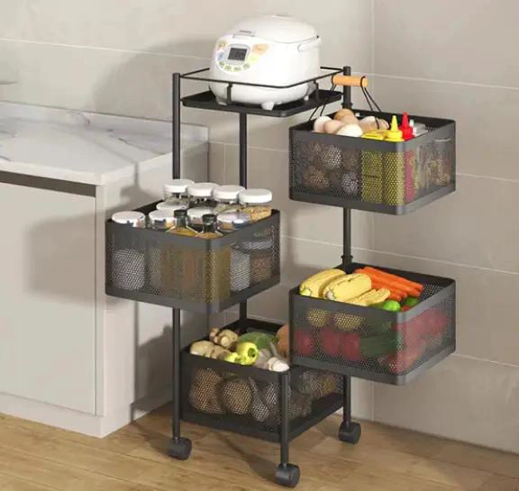 ESTANTE ORGANIZADOR GIRATORIO DE 4 NIVELES EN METAL NEGRO - 2